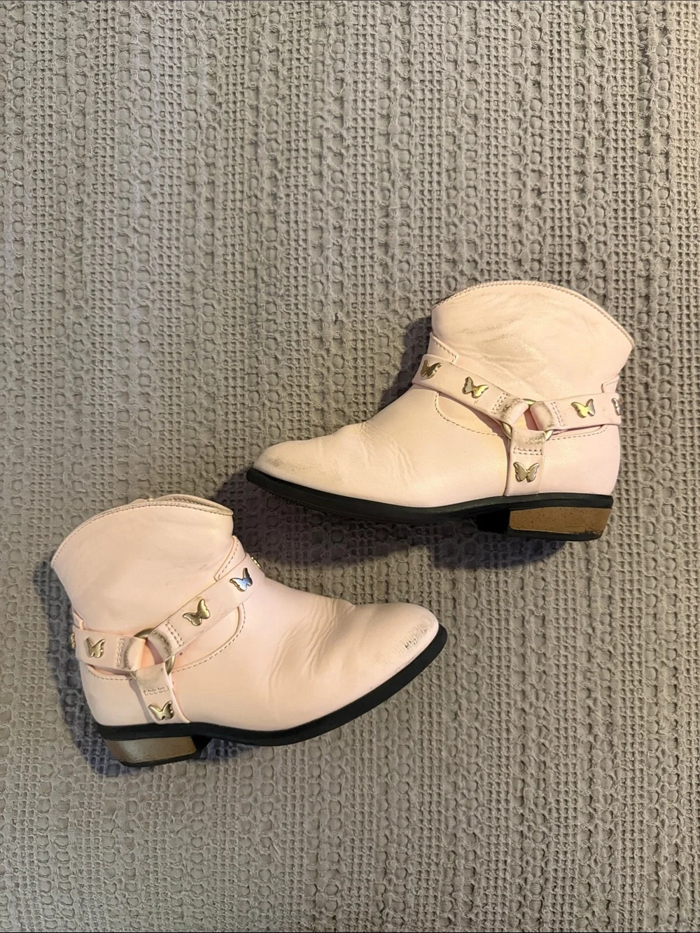 Cat & Jack Light Pink Butterfly-Accent Ankle Boots
